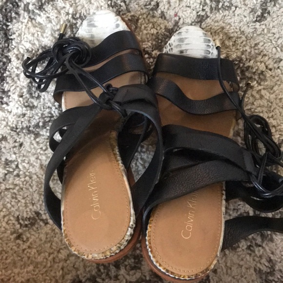 Calvin Klein black Panelope lace up sandals - Picture 5 of 7